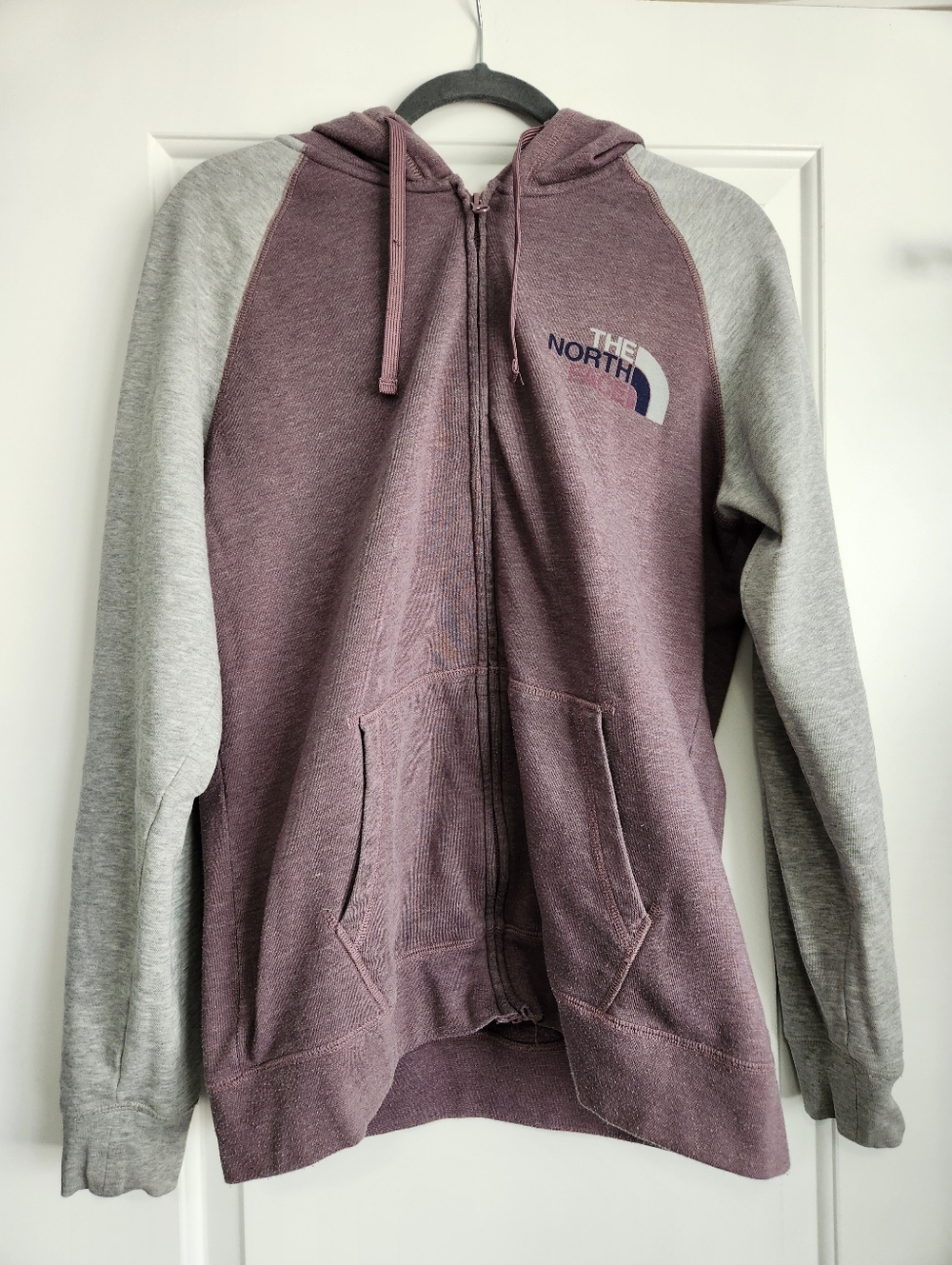 The North Face Mauve Body Light Gray Sleeve Zip Hoodie